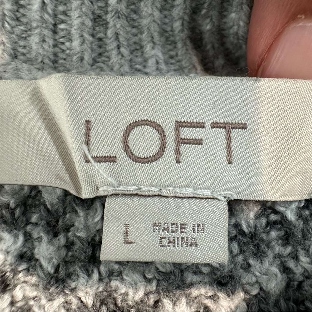 LOFT Fair-Isle Pattern Yoke Sweater Turtleneck Cozy Winter Cotton Blend Size L - Picture 8 of 10